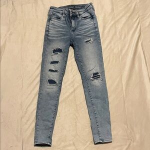 American Eagle Outfitters Light Blue Distressed Skinny Jeans